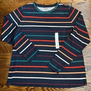 New Sonoma Everyday Tee. Women’s large. Blue w multicolor stripes. Long sleeves.